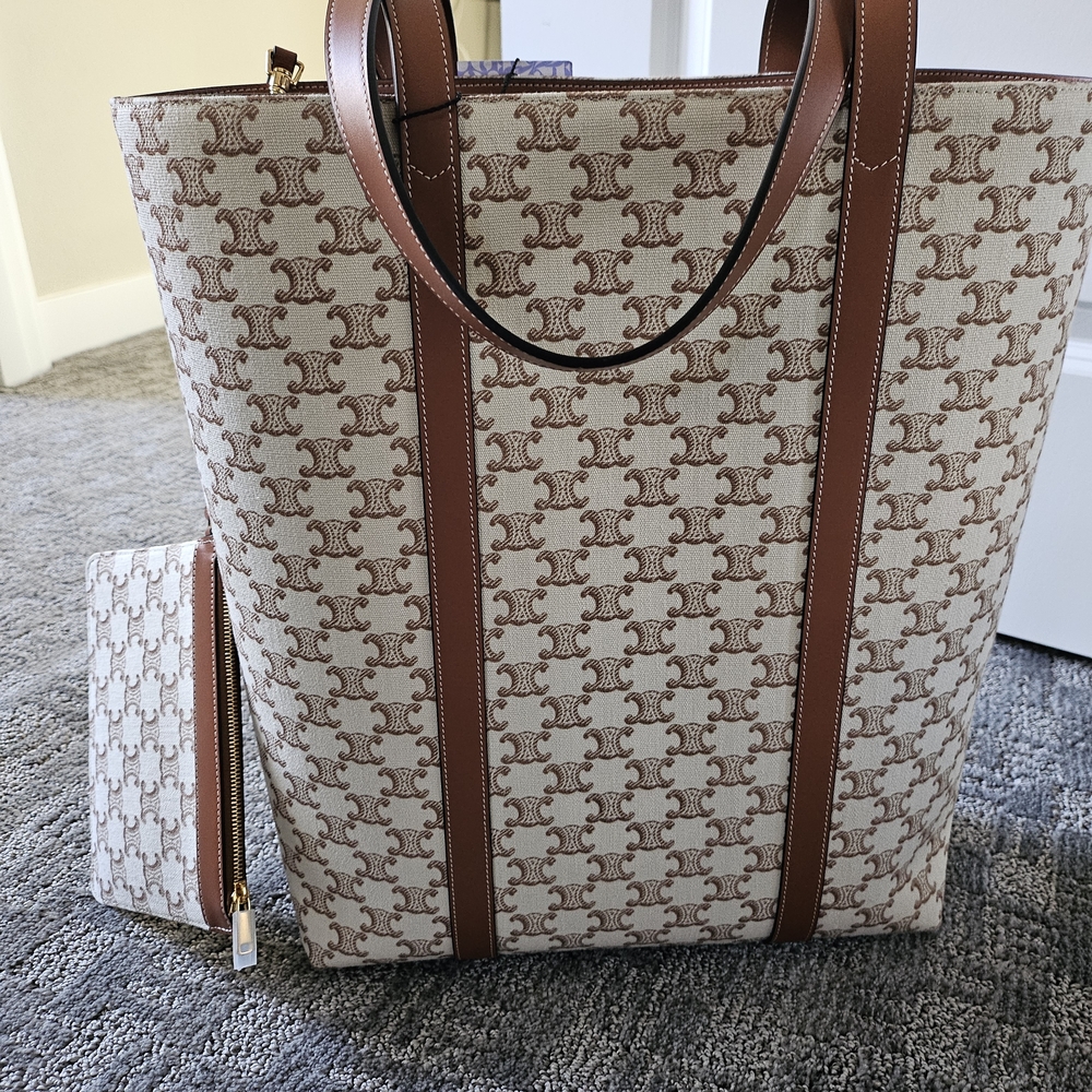 Celine Beige and Brown Tote Bag